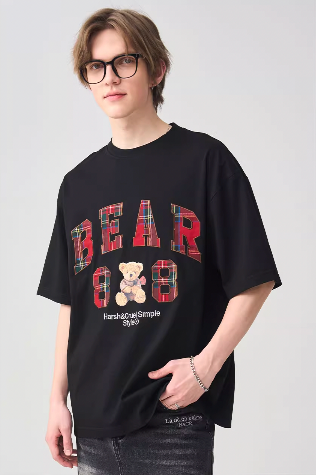 Harsh and Cruel Plaid Print Teddy Bear Tee