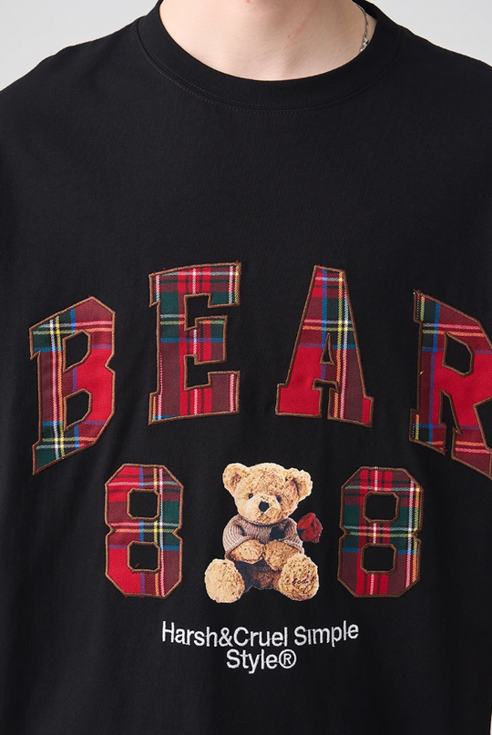 Harsh and Cruel Plaid Print Teddy Bear Tee