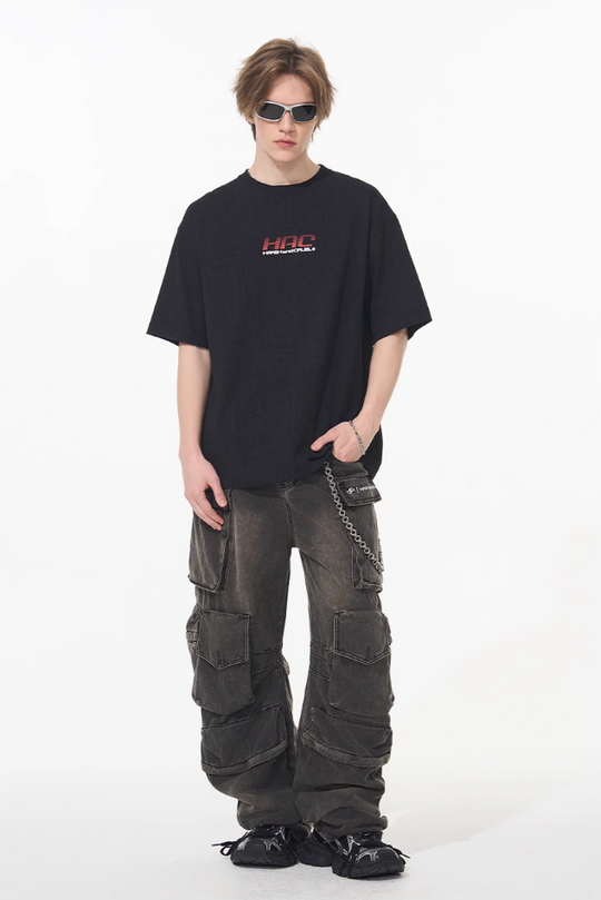 Harsh and Cruel Retro Racing Logo Print Tee