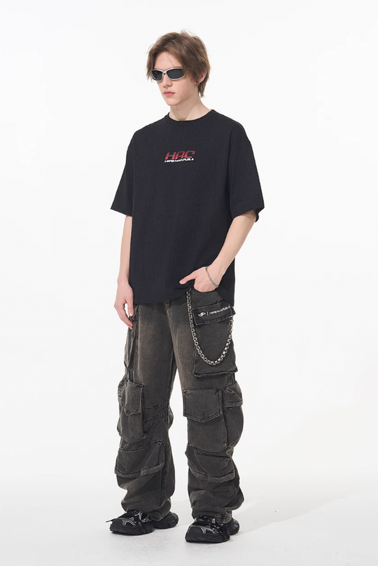 Harsh and Cruel Retro Racing Logo Print Tee