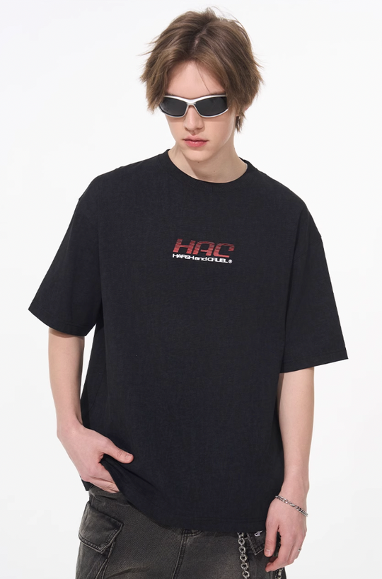 Harsh and Cruel Retro Racing Logo Print Tee