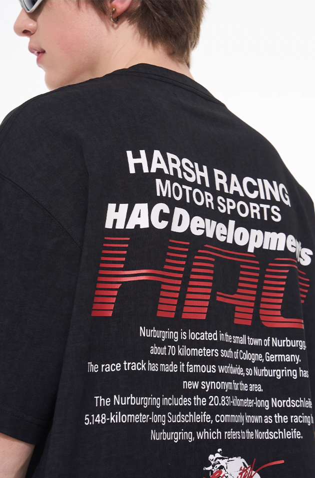 Harsh and Cruel Retro Racing Logo Print Tee