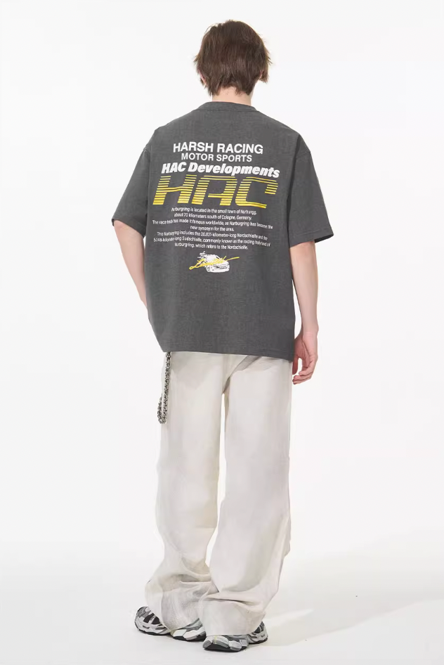 Harsh and Cruel Retro Racing Logo Print Tee