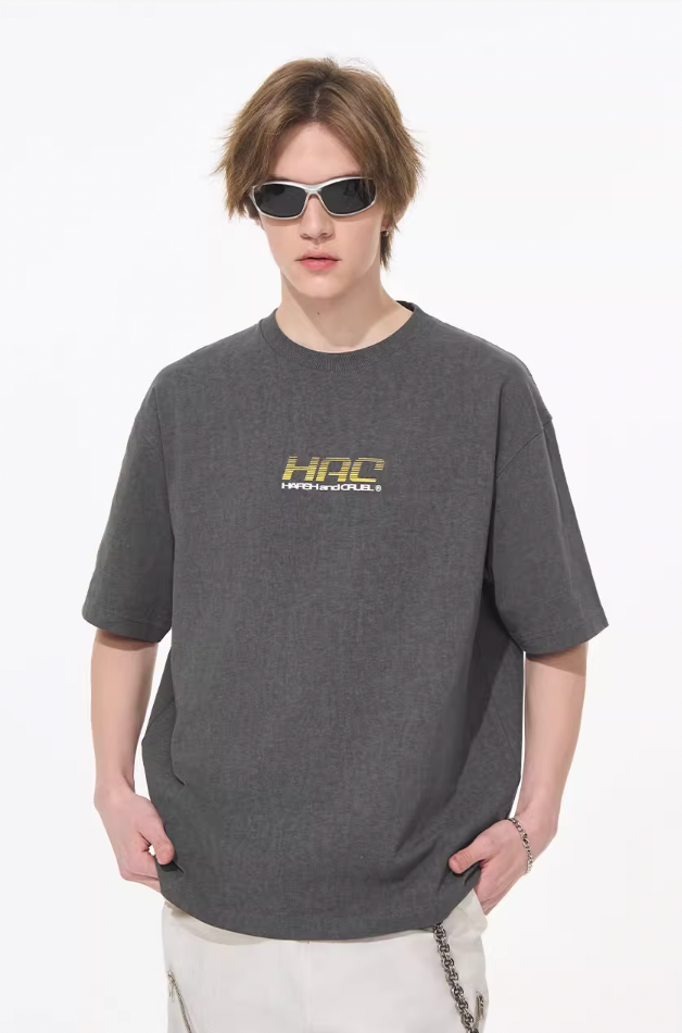 Harsh and Cruel Retro Racing Logo Print Tee