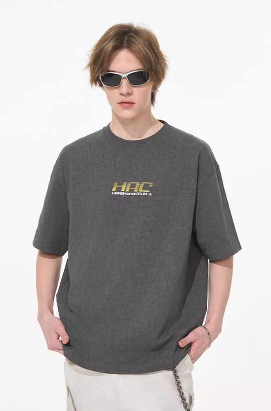 Harsh and Cruel Retro Racing Logo Print Tee