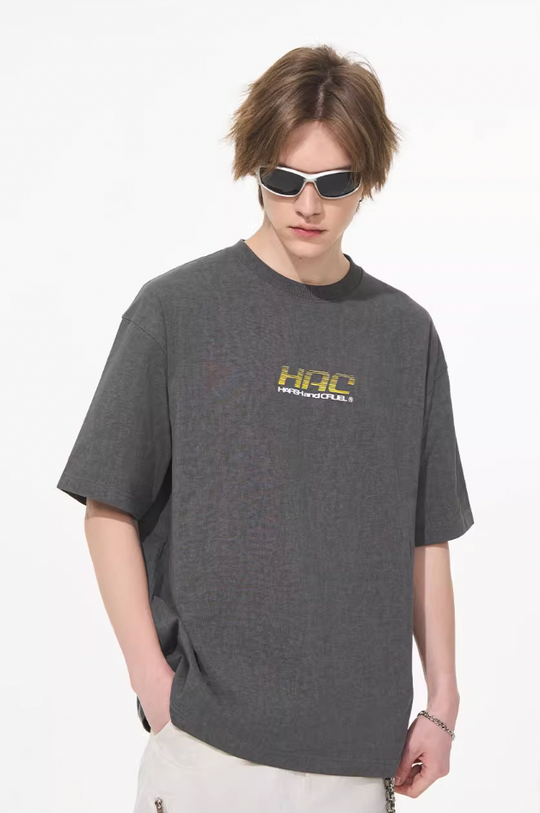 Harsh and Cruel Retro Racing Logo Print Tee