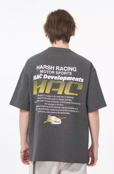 Harsh and Cruel Retro Racing Logo Print Tee