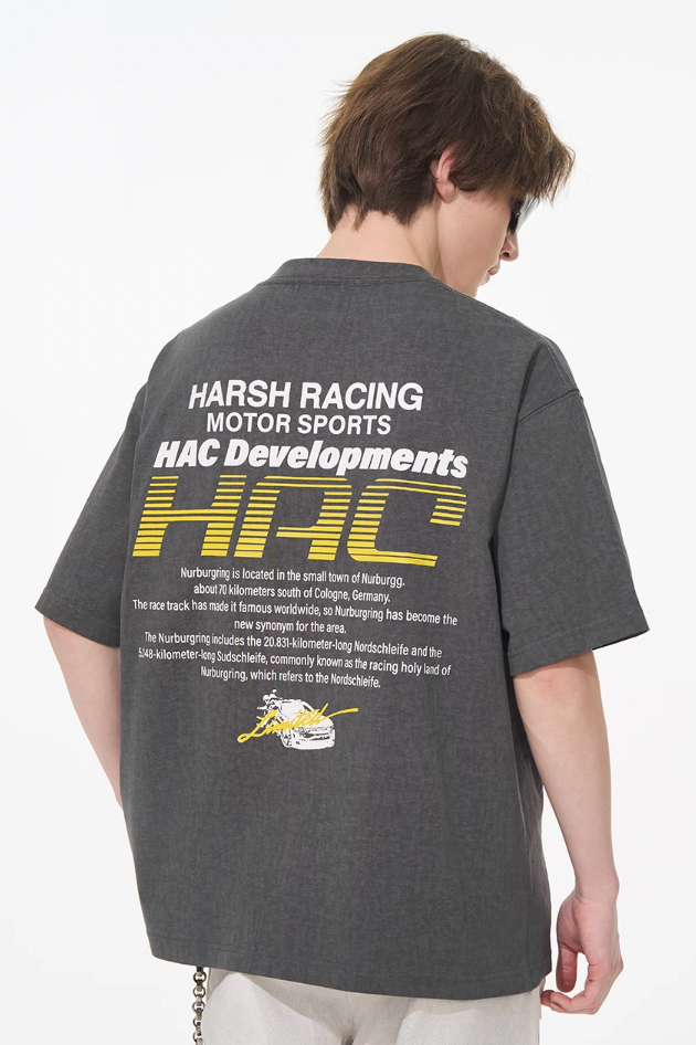 Harsh and Cruel Retro Racing Logo Print Tee