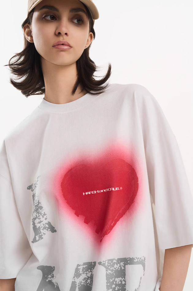 Harsh and Cruel Heart Print Heavyweight Tee