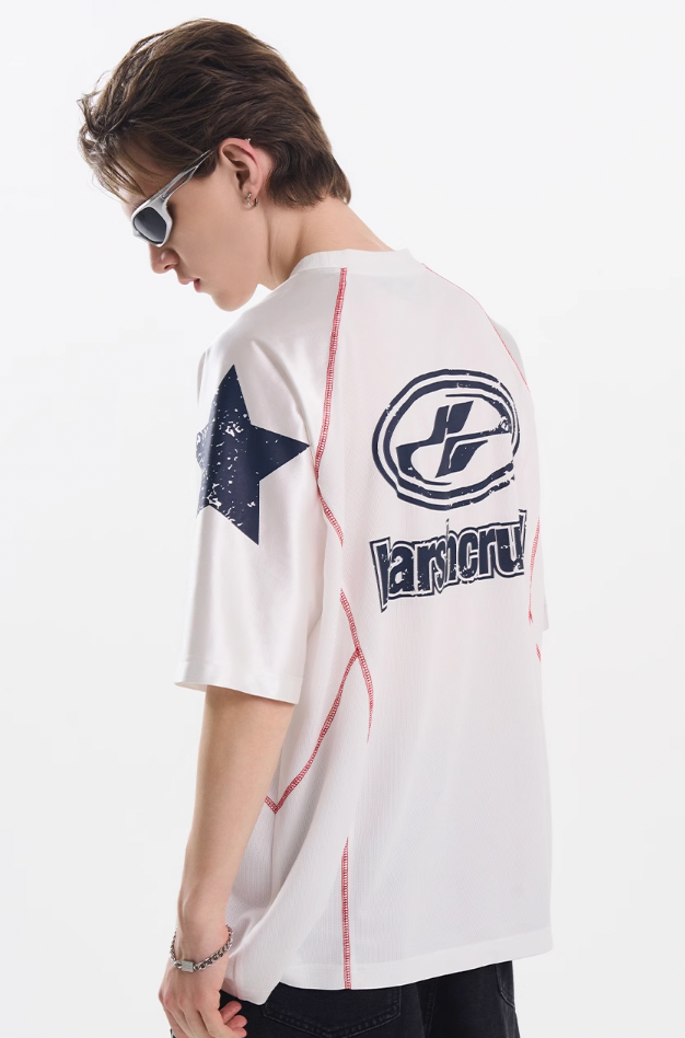 Harsh and Cruel Mesh Panel Raglan Sleeve Boxing Tee