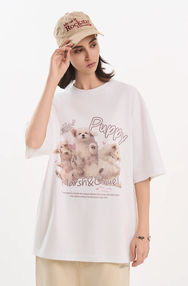 Harsh and Cruel Cute Puppy Print Tee