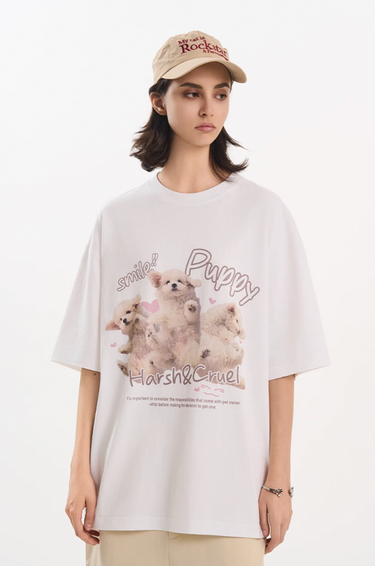Harsh and Cruel Cute Puppy Print Tee