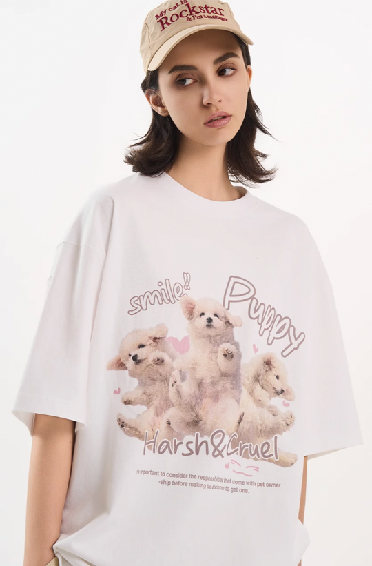 Harsh and Cruel Cute Puppy Print Tee