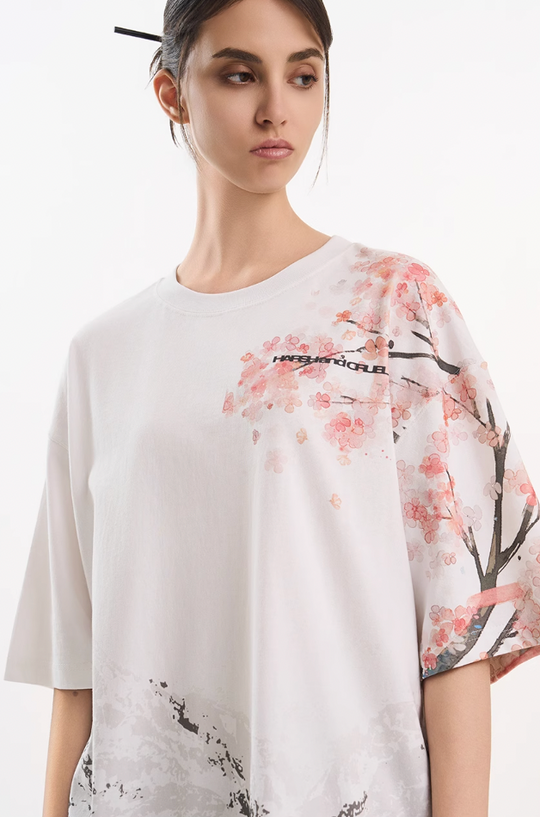 Harsh and Cruel Sakura Mountain Oversized Tee
