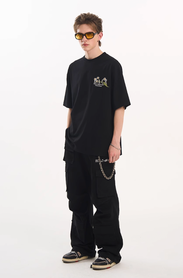 Harsh and Cruel Street Floral Embroidery Tee