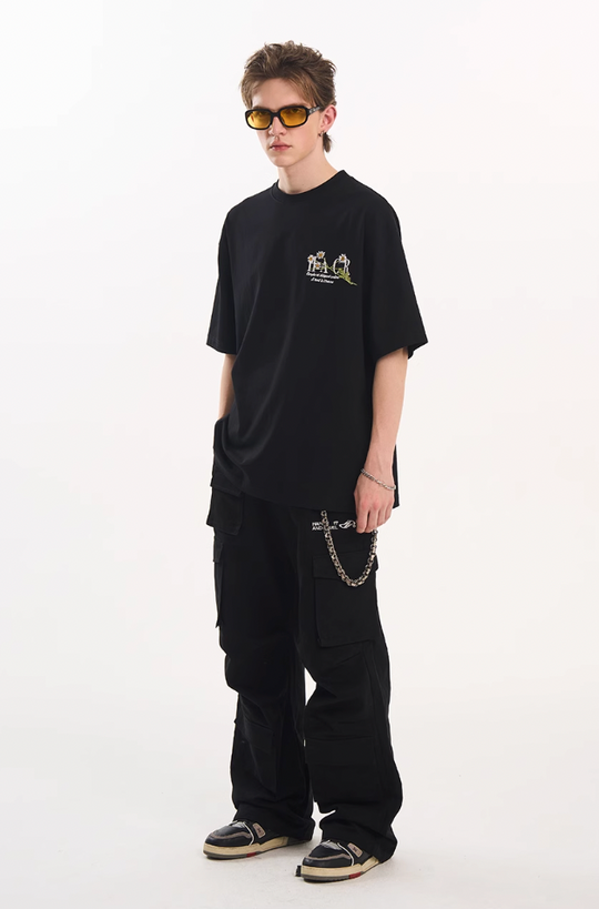 Harsh and Cruel Street Floral Embroidery Tee