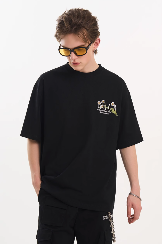 Harsh and Cruel Street Floral Embroidery Tee