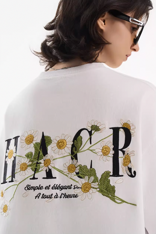 Harsh and Cruel Street Floral Embroidery Tee