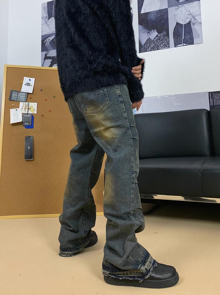 F3F Select Heavy Crease Micro Flare Denim Jeans