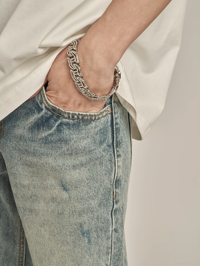 F3F Select Stonewashed Light Blue Holes Jeans