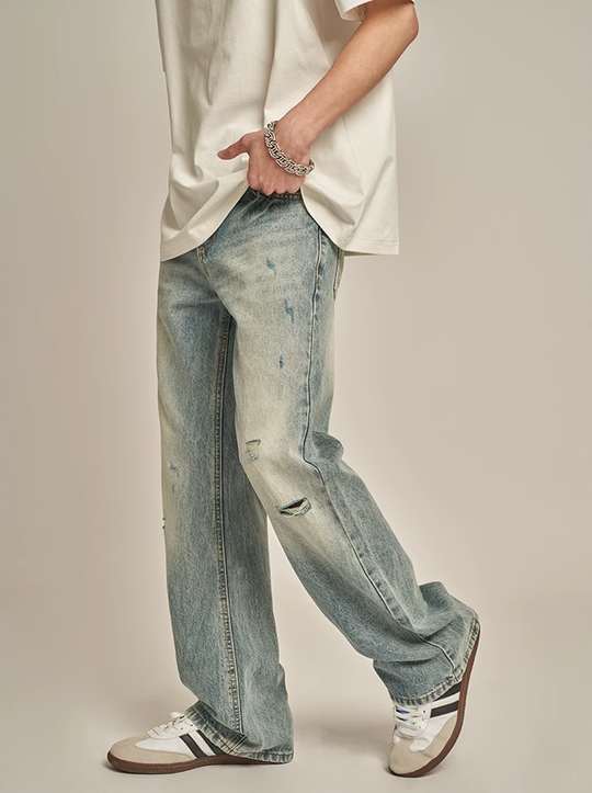 F3F Select Stonewashed Light Blue Holes Jeans