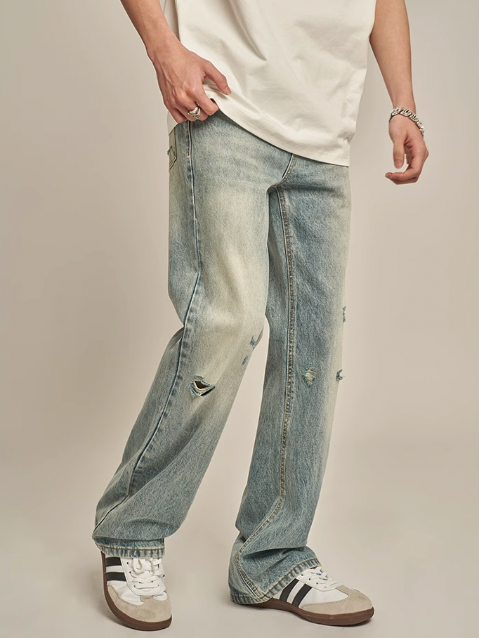 F3F Select Stonewashed Light Blue Holes Jeans