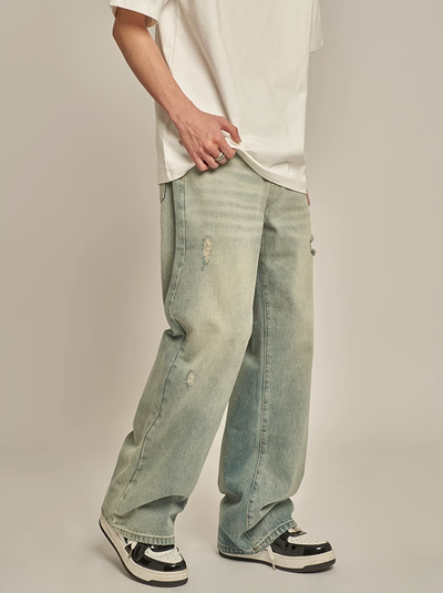 F3F Select Washed Simple Hole Jeans