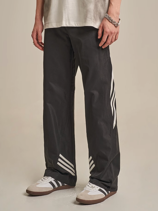 F3F Select Striped Wide Leg Black Pants