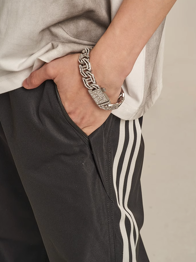 F3F Select Striped Wide Leg Black Pants