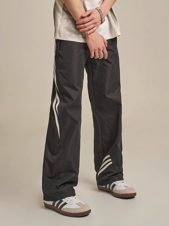 F3F Select Striped Wide Leg Black Pants