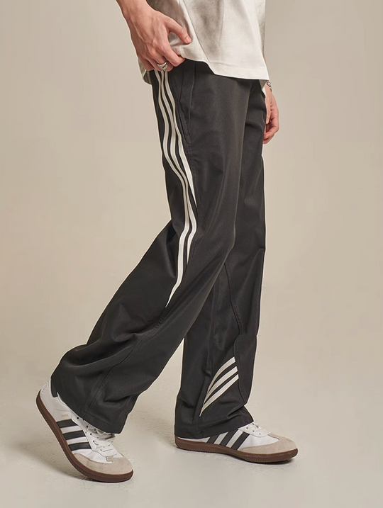 F3F Select Striped Wide Leg Black Pants