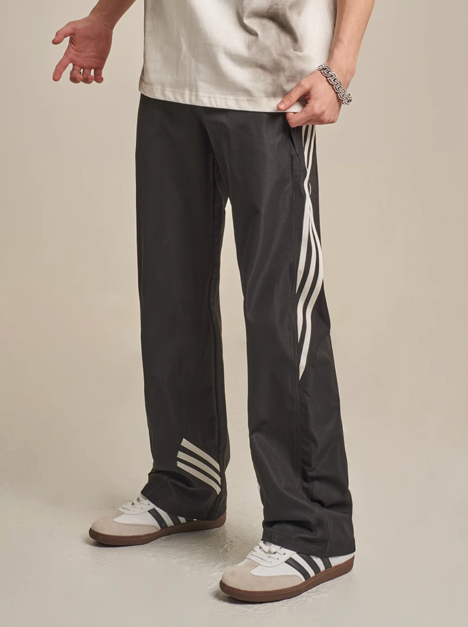 F3F Select Striped Wide Leg Black Pants