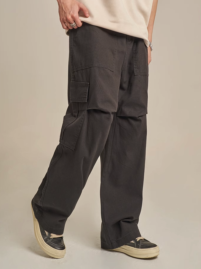 F3F Select Washed Black Casual Cargo Pants