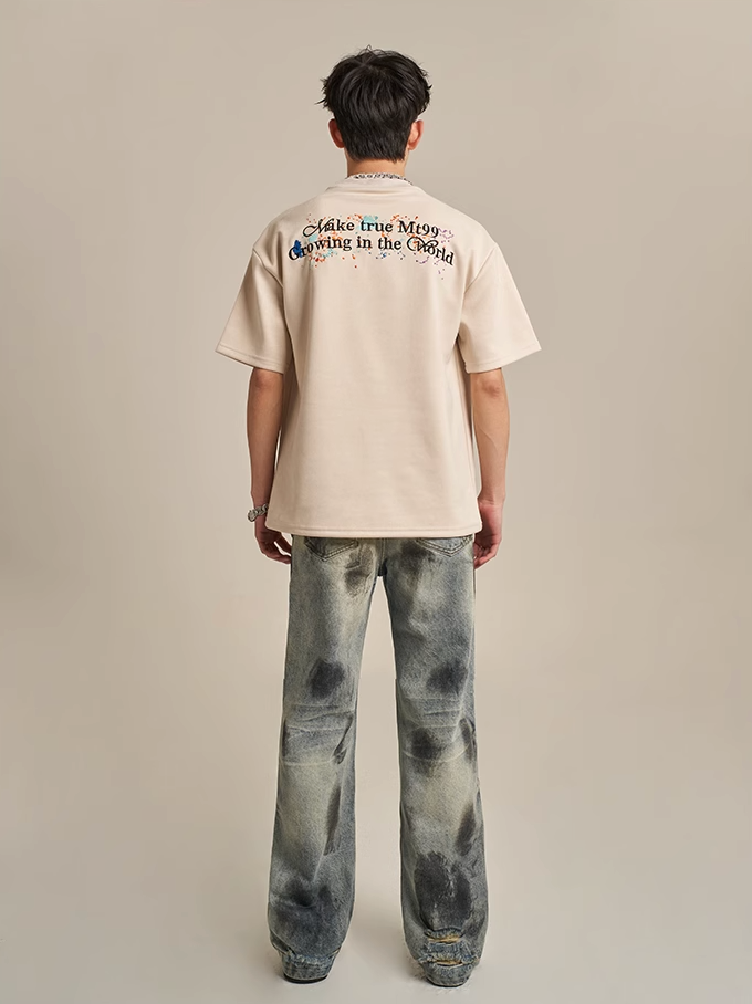 F3F Select Dirty Dye Splashed Ink Heavy Washed Jeans