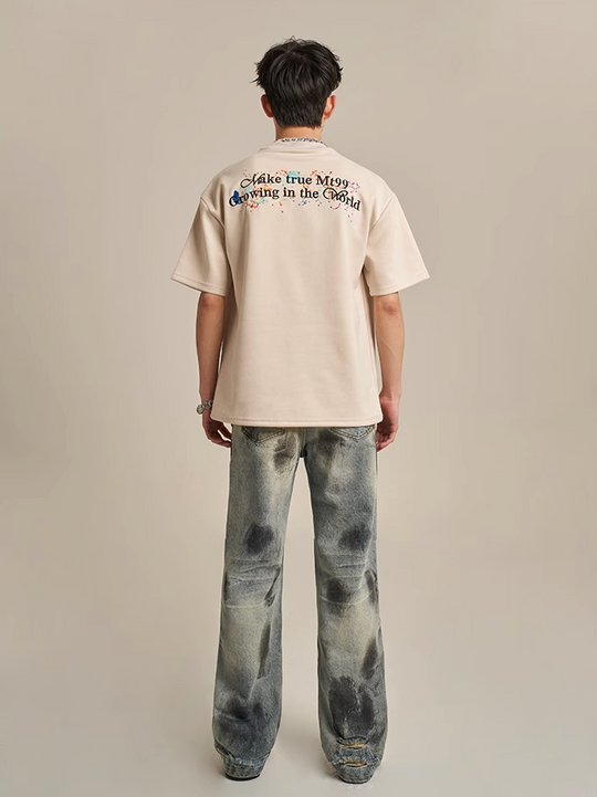 F3F Select Dirty Dye Splashed Ink Heavy Washed Jeans