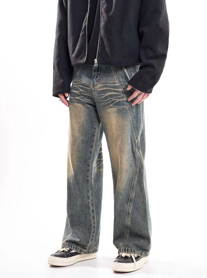 F3F Select Washed Ripple Wide Legged Jeans