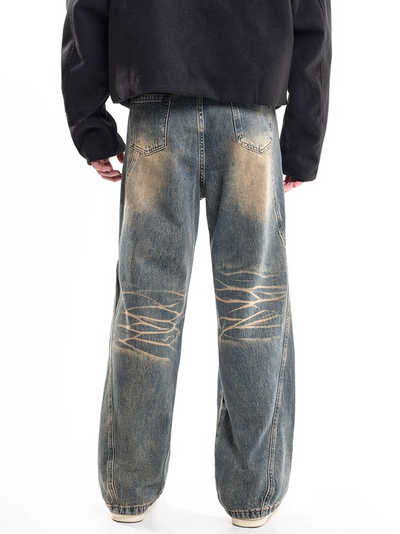 F3F Select Washed Ripple Wide Legged Jeans
