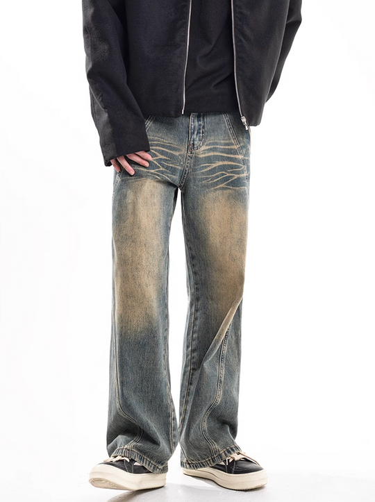 F3F Select Washed Ripple Wide Legged Jeans