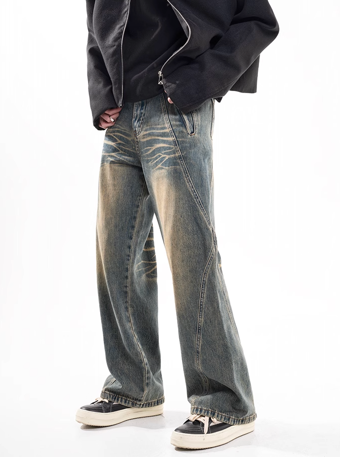 F3F Select Washed Ripple Wide Legged Jeans