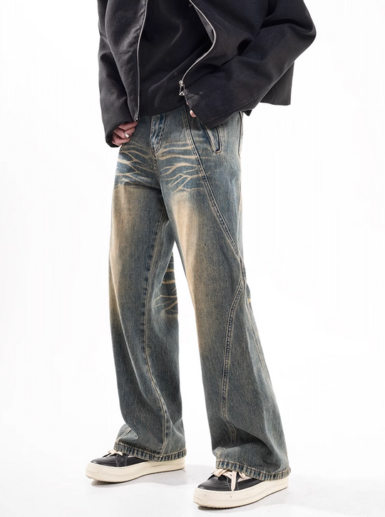 F3F Select Washed Ripple Wide Legged Jeans