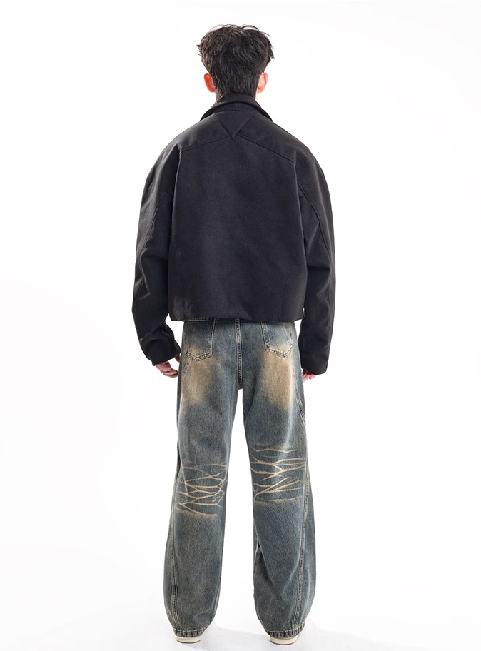 F3F Select Washed Ripple Wide Legged Jeans