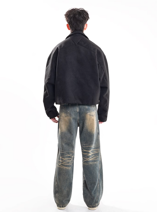 F3F Select Washed Ripple Wide Legged Jeans