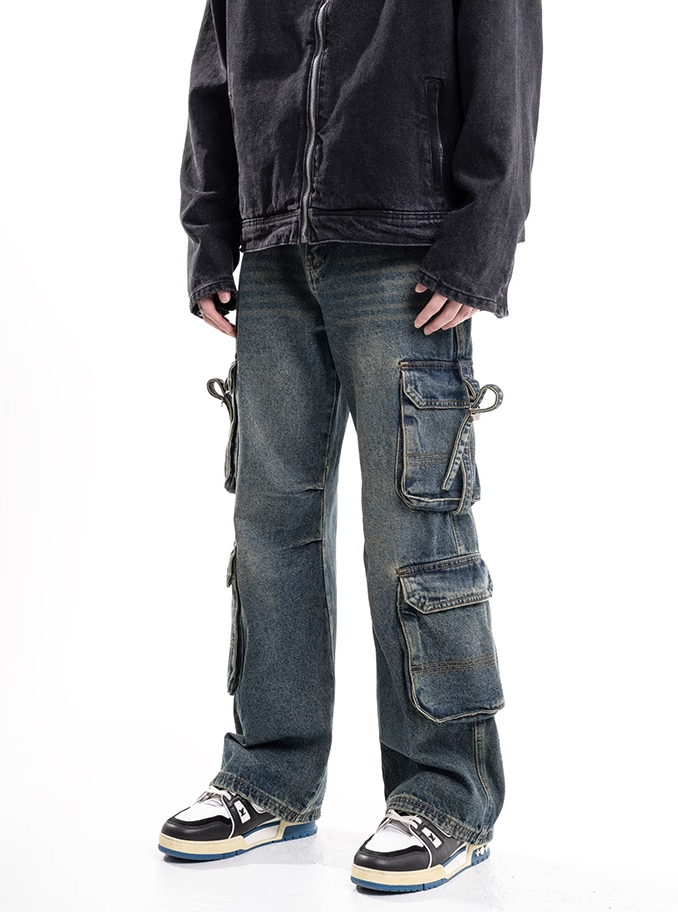 F3F Select Flutter Belt Design Functional Work Cargo Jeans