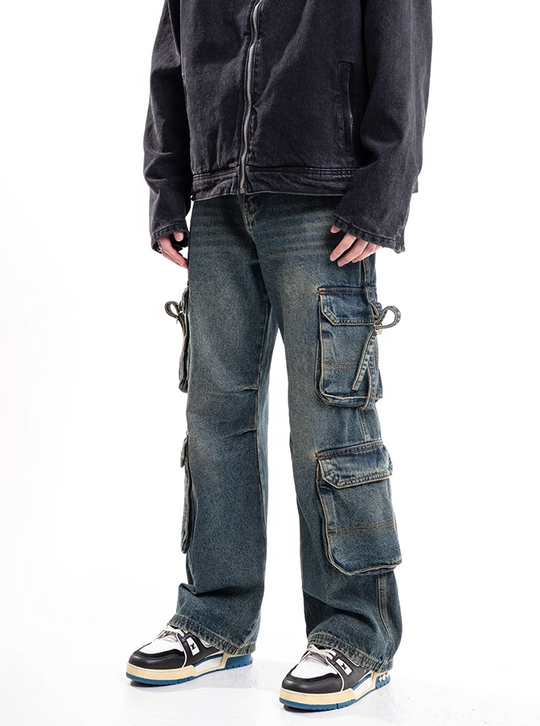 F3F Select Flutter Belt Design Functional Work Cargo Jeans