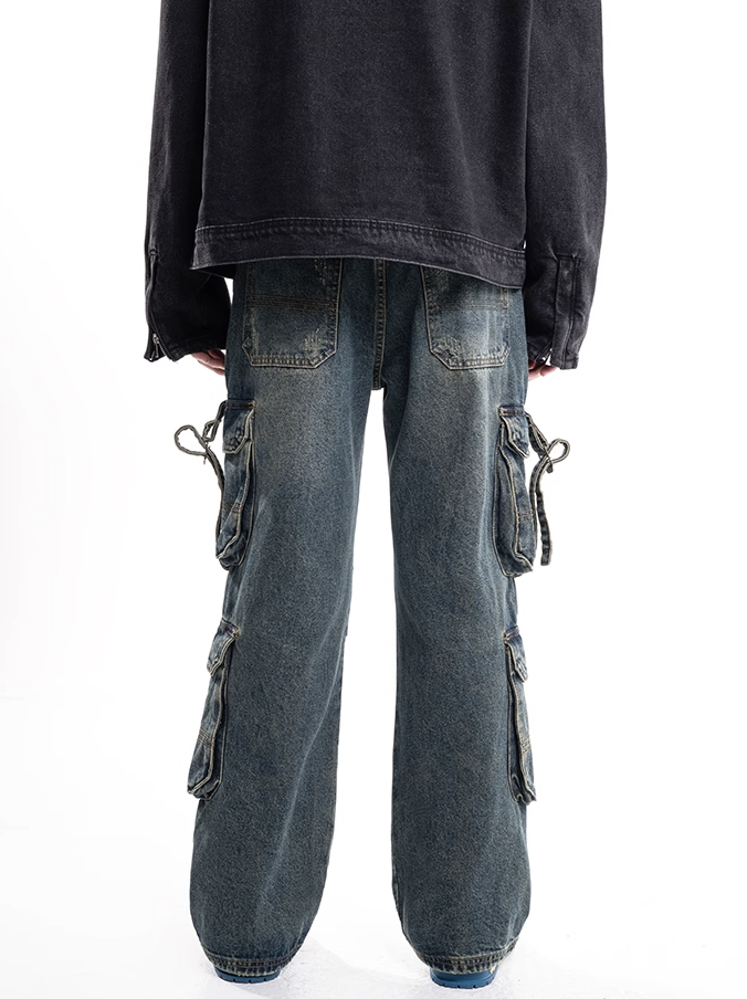 F3F Select Flutter Belt Design Functional Work Cargo Jeans