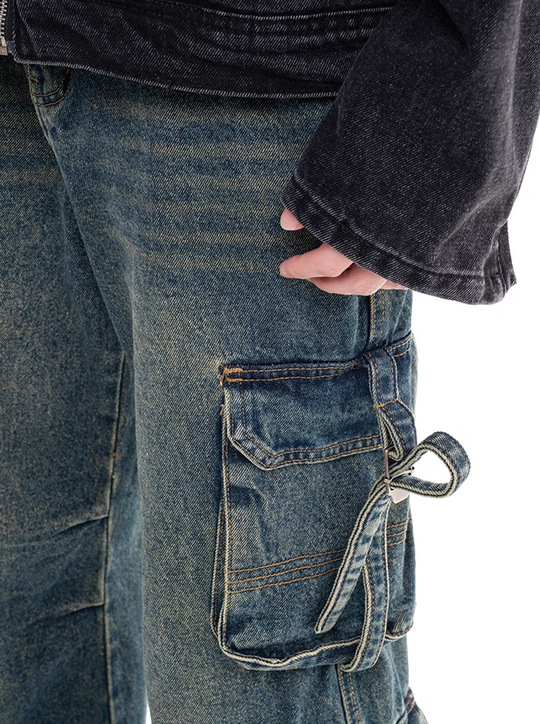 F3F Select Flutter Belt Design Functional Work Cargo Jeans