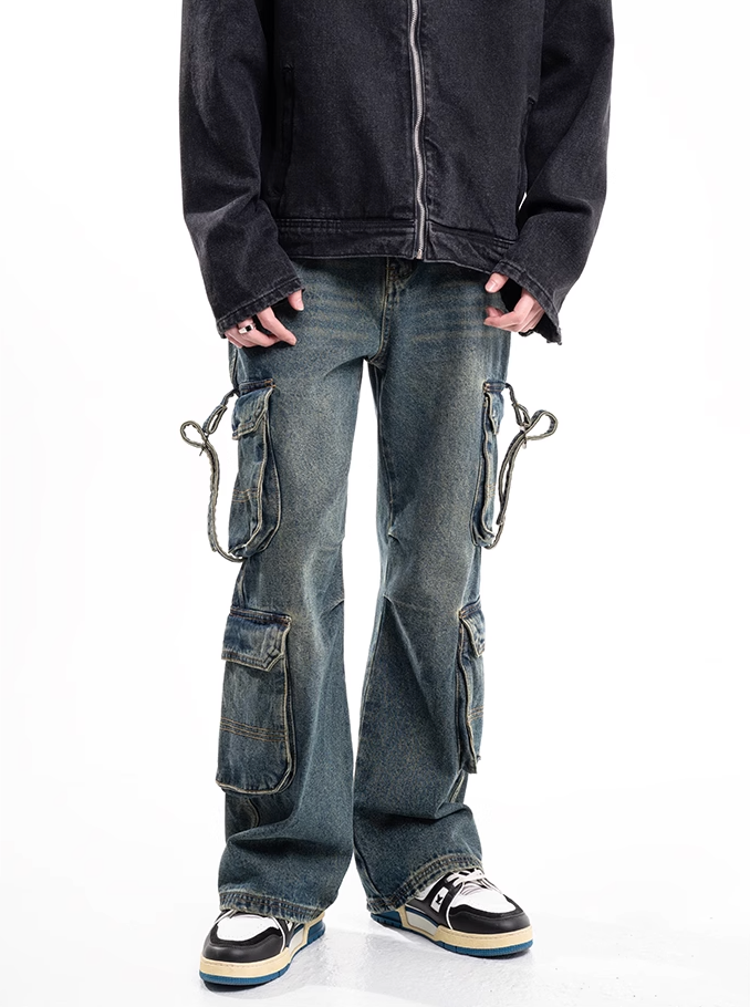 F3F Select Flutter Belt Design Functional Work Cargo Jeans