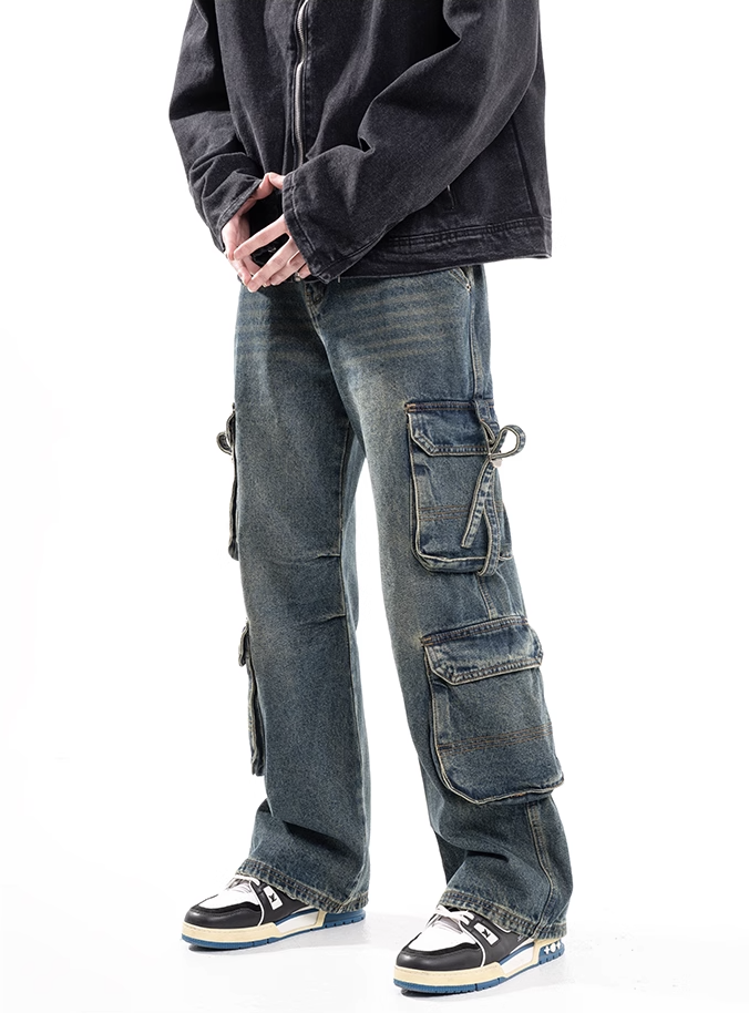 F3F Select Flutter Belt Design Functional Work Cargo Jeans