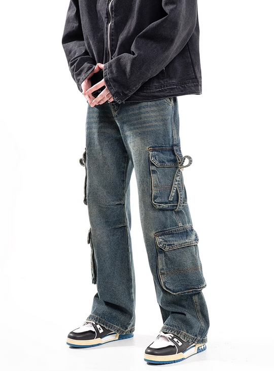 F3F Select Flutter Belt Design Functional Work Cargo Jeans