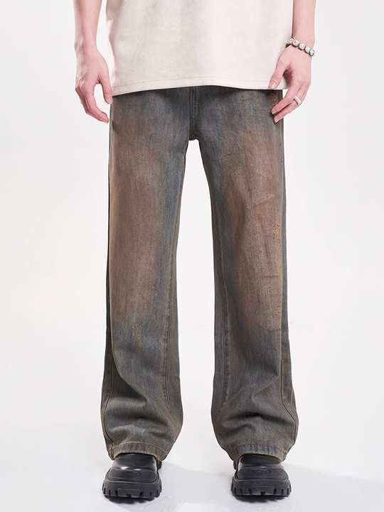F3F Select Dirty Dyed Distressed Blue Ripped Jeans